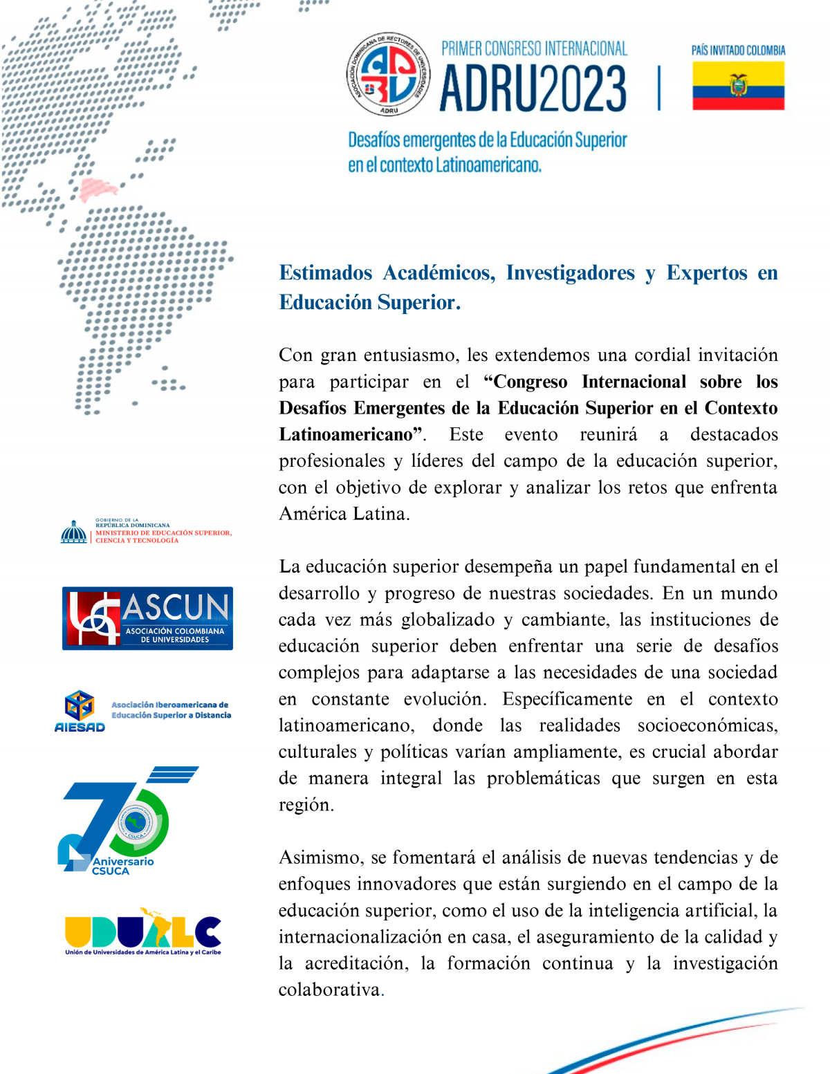 Congreso Internacional “Desafíos emergentes de la educación superior en el contexto latinoamericano”
